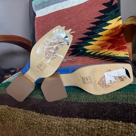 Free People Brady Buckle Bootie Leather Blue sz 39 8.5 - Picture 5 of 10